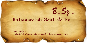 Balassovich Szellőke névjegykártya